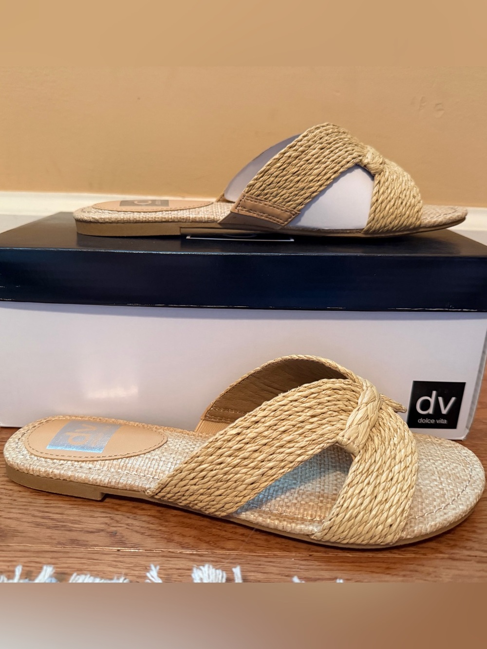 New In Box - Dolce Vita Natural Braided Slide Sandals - Tan
